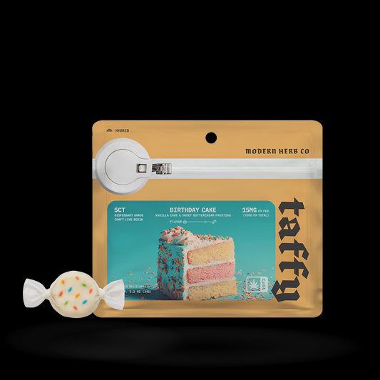 Live Resin D9 Taffy: Birthday Cake (Hybrid), 5ct